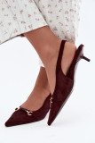 Pumps mit offener Ferse und niedrigem Absatz, bordeaux, aus Wildlederimitat