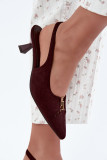 Pumps mit offener Ferse und dekorativem Detail, bordeaux, aus Velourslederimitat