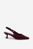 Pumps mit offener Ferse und dekorativem Detail, bordeaux, aus Velourslederimitat