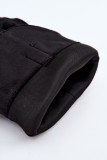Schwarze Cowboy-Stiefelette aus Velourslederimitat mit umgeschlagenem Schaft und Blockabsatz