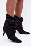 Schwarze Veloursleder-Stiefelette mit Stiletto-Absatz