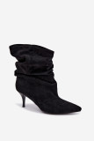 Schwarze Veloursleder-Stiefelette mit Stiletto-Absatz