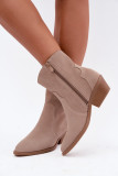 Beige Stiefelette aus Wildleder mit Blockabsatz