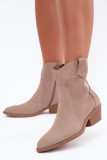 Beige Stiefelette aus Wildleder mit Blockabsatz