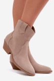 Beige Stiefelette aus Wildleder mit Blockabsatz