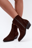 Stiefelette aus Wildleder mit Blockabsatz, braun
