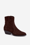 Stiefelette aus Wildleder mit Blockabsatz, braun