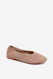 Beige Ballerinas mit goldenem Detail aus Wildlederimitat