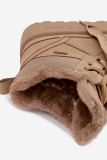 Schnür-Snowboots mit Fell beige