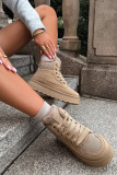 Schnür-Snowboots mit Fell beige