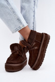 Schneestiefel mit Kunstfell und Plateausohle, braun
