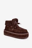 Schneestiefel mit Kunstfell und Plateausohle, braun