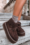 Schneestiefel mit Kunstfell und Plateausohle, braun