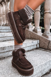 Schneestiefel mit Kunstfell und Plateausohle, braun