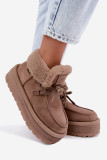 Beige Schneestiefel mit Kunstfell und Plateausohle