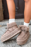 Beige Schneestiefel mit Kunstfell und Plateausohle