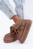 Beige Schneestiefel mit Kunstfell und Plateausohle