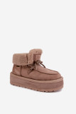 Beige Schneestiefel mit Kunstfell und Plateausohle