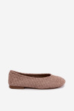 Geflochtene beige Ballerinas aus Kunstveloursleder