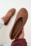 Geflochtene flache Ballerinas braun