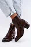 Gefütterte Stiefelette mit Blockabsatz, braun