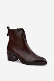 Gefütterte Stiefelette mit Blockabsatz, braun