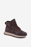 Graue Veloursleder-Stiefelette mit Plateau
