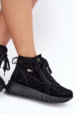 Schwarze gefütterte Ankle Boots aus echtem Veloursleder mit Plateau