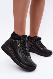 Schwarze Keilabsatz-Stiefelette mit Fellfutter