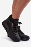 Schwarze Keilabsatz-Stiefelette mit Fellfutter