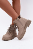 Beige gefütterte Stiefelette aus Kunstleder