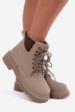 Beige gefütterte Stiefelette aus Kunstleder