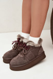 Gefütterte Schnür-Snowboots aus Wildleder, braun