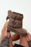 Beige Schneestiefel aus Veloursleder mit Plateau