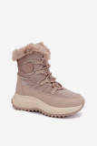 Beige Schneestiefel mit Kunstfell und Plateausohle