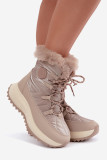 Beige Schneestiefel mit Kunstfell und Plateausohle