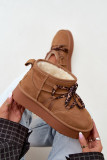 Snowboots aus Veloursleder mit Plattform und Schnürung, braun