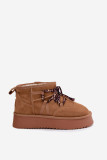 Snowboots aus Veloursleder mit Plattform und Schnürung, braun