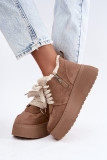 Snowboots mit Lammfell auf Plateausohle, beige