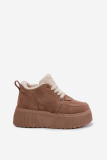 Snowboots mit Lammfell auf Plateausohle, beige