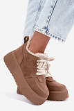 Snowboots mit Lammfell auf Plateausohle, beige