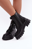 Schwarze Ankle-Workery mit Plateau und dekorativem Bommel