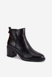 Gefütterte Stiefelette mit Blockabsatz, schwarz, Kunstleder