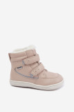 Beige Barfuß-Schneestiefel aus Leder