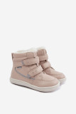 Beige Barfuß-Schneestiefel aus Leder