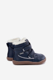 Blaue Barfuß-Schneestiefel aus Leder