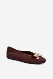 Ballerina mit Schmuckverzierung, braun, aus Velourslederimitat