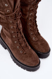 Schnürstiefel mit Plateau und Warmfutter in Braun