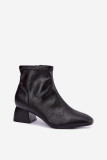 Schwarze Stiefelette aus Kunstleder mit Blockabsatz