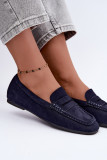 Flache Mokassins aus blauem Wildleder